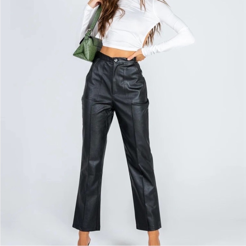 Faux leather high waist ankle pant by Princess Polly size 4 26” inseam